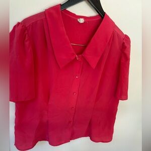 Women's vintage pink Button-Up Blouse